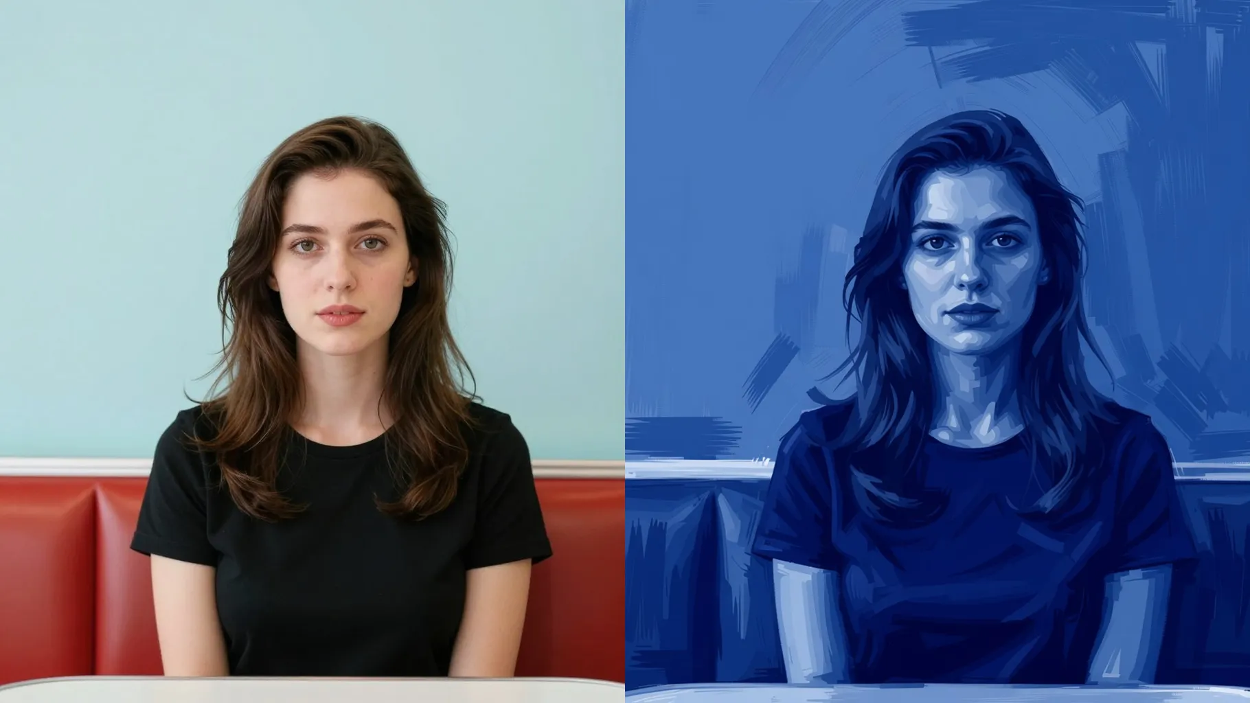 AI Prussian Blue Portrait