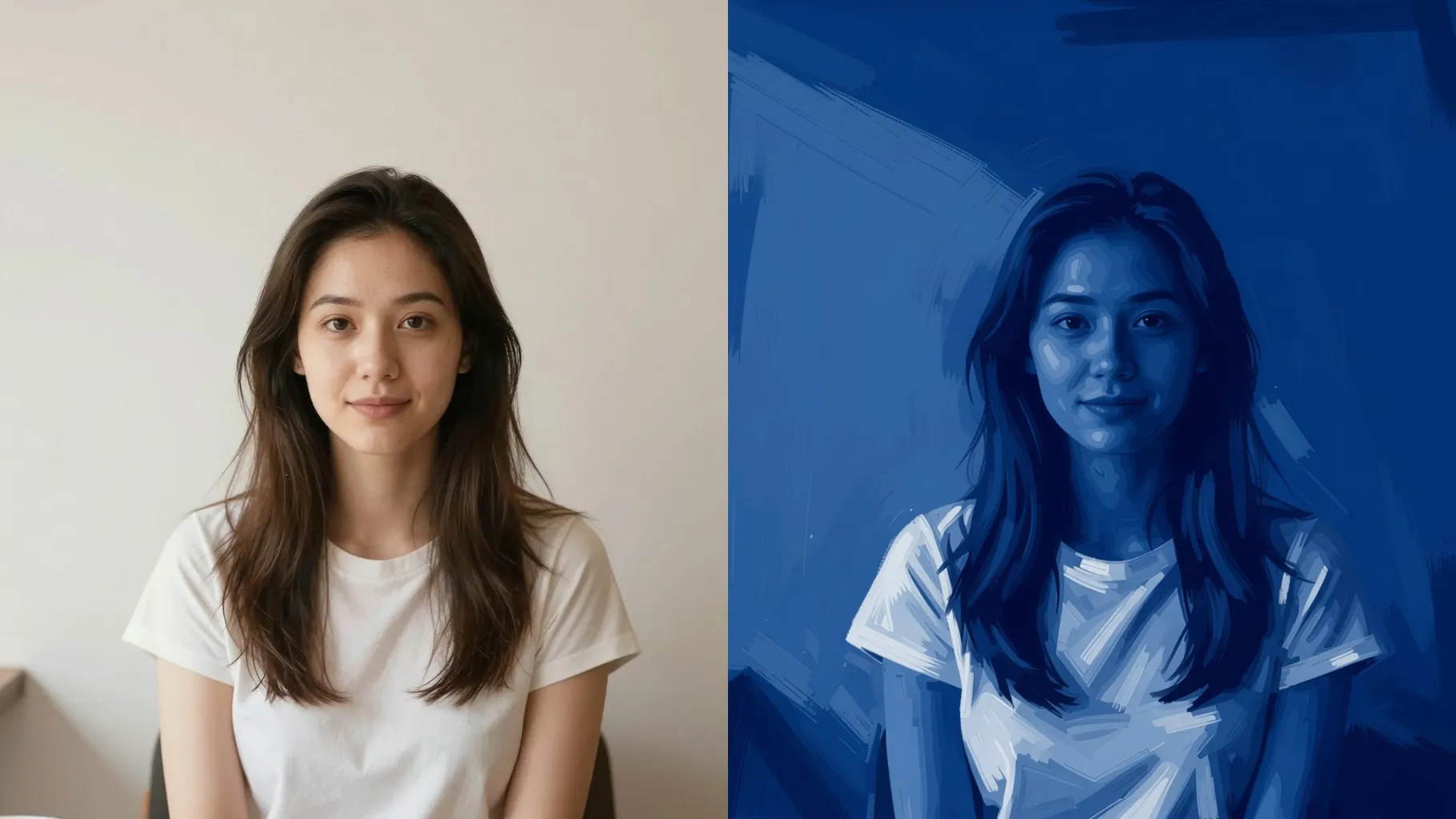 AI Prussian Blue Portrait