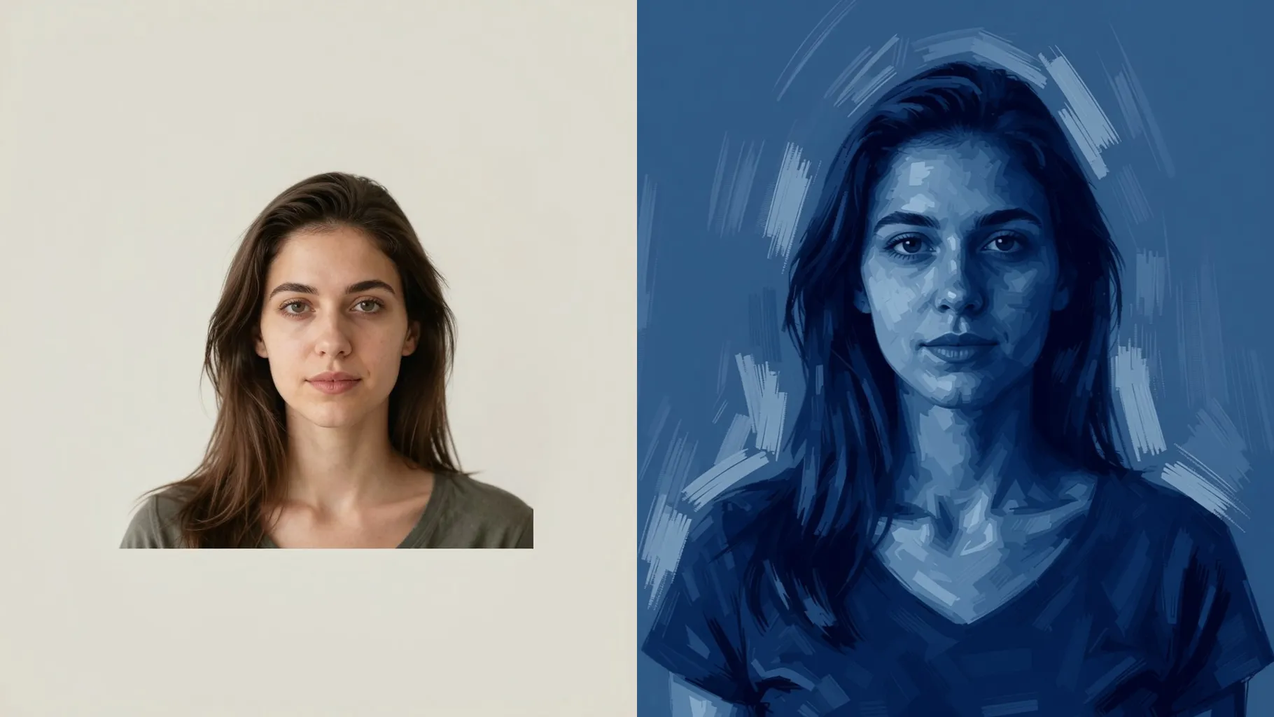 AI Prussian Blue Portrait