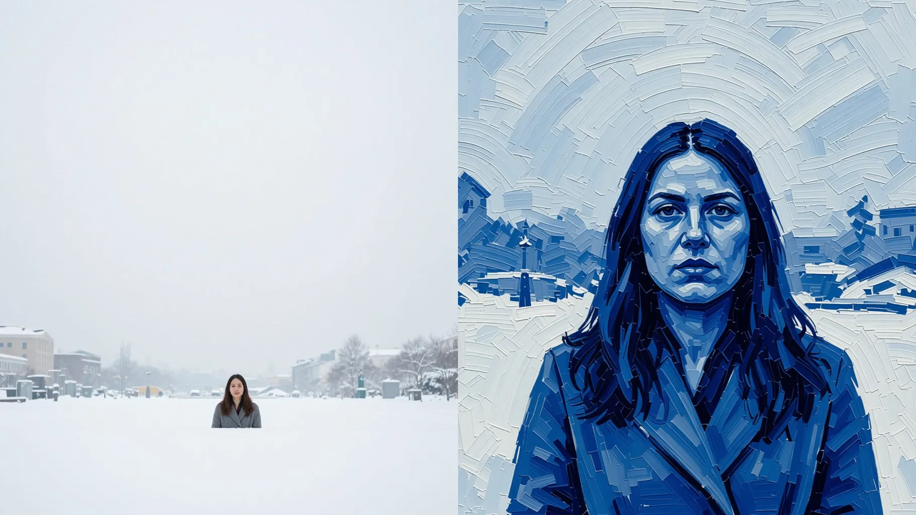 AI Prussian Blue Portrait