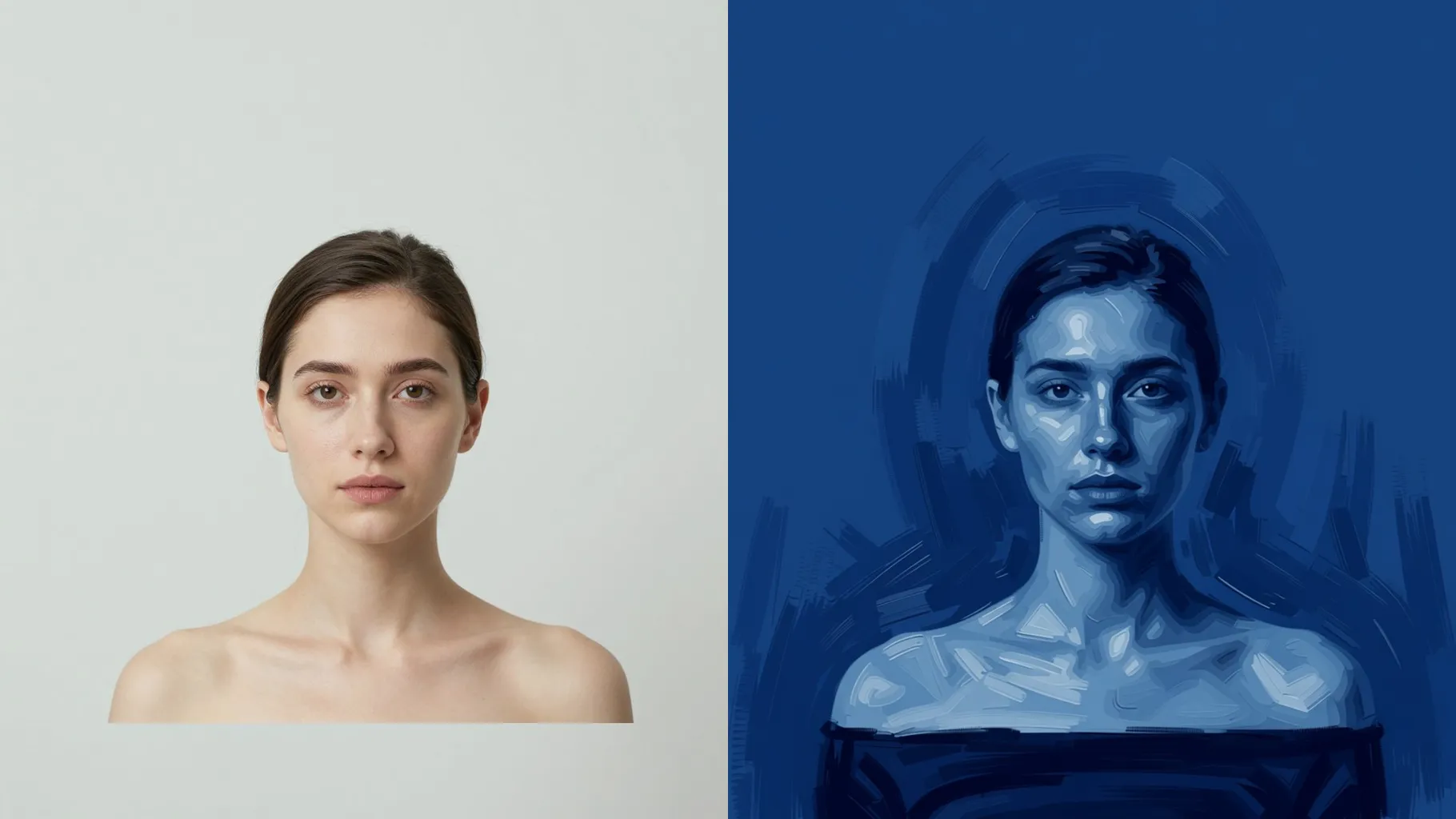 AI Prussian Blue Portrait