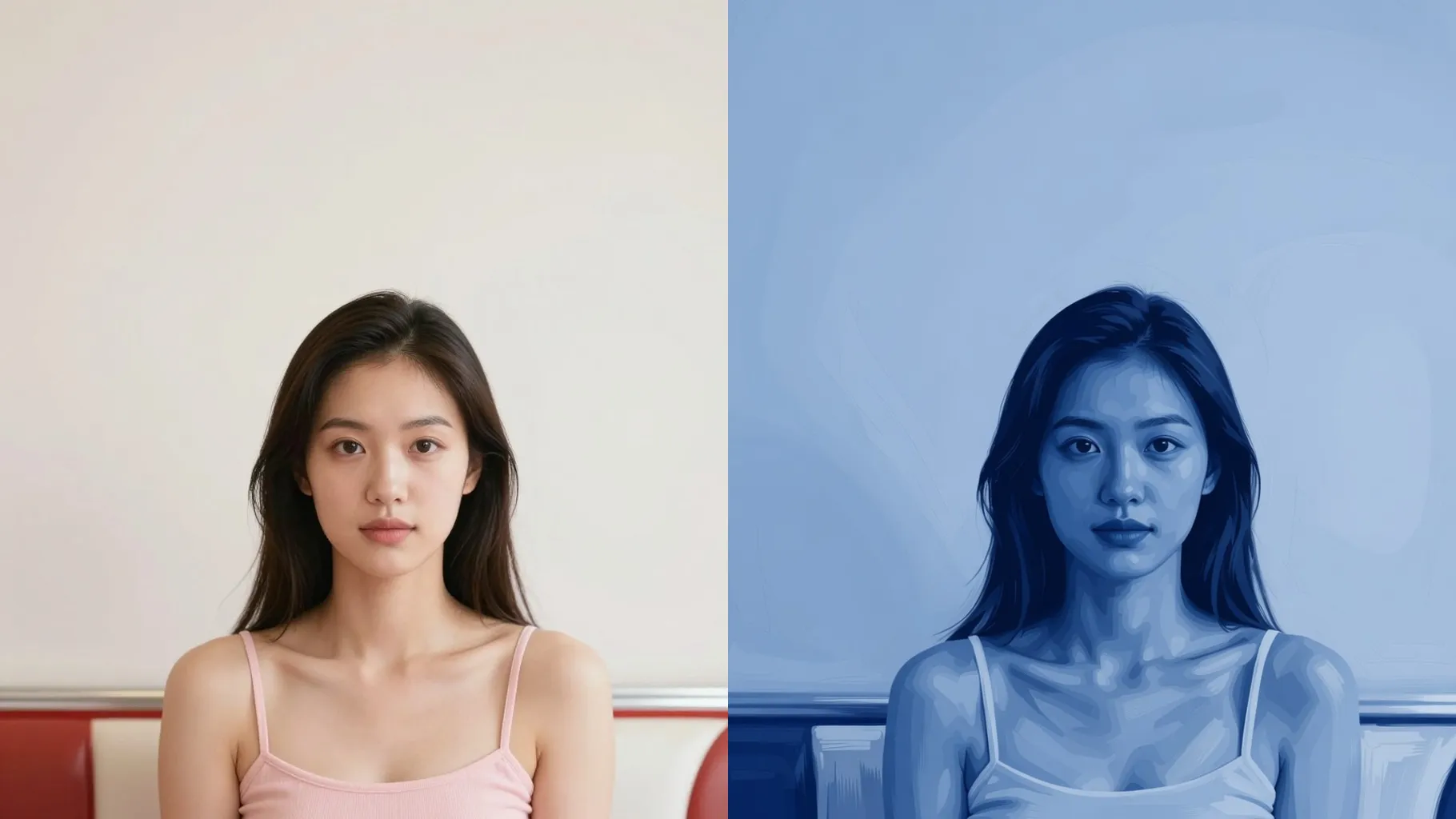 AI Prussian Blue Portrait
